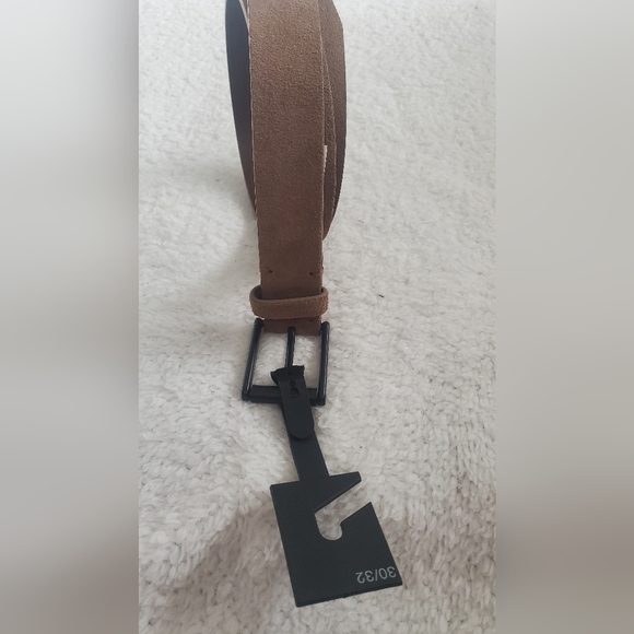 Express Design Studio Genuine Leather Brown Belt Black Square Buckle for Denim - Picture 2 of 9